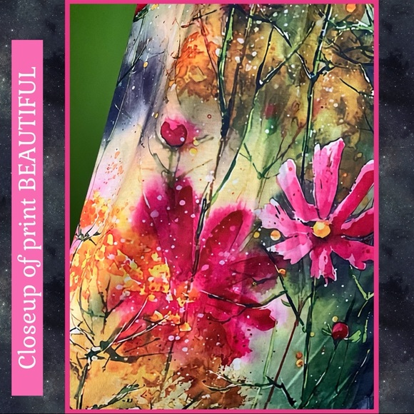 NWT 2X CAMISA GALAXY BLUE PAINT-SPLATTER & FLORAL PRINT BEAUTIFUL & UNIQUE TOP - Picture 5 of 13